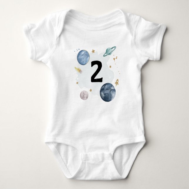 Space Birthday Planets Galaxy 2 Two Shirt Romper (Front)