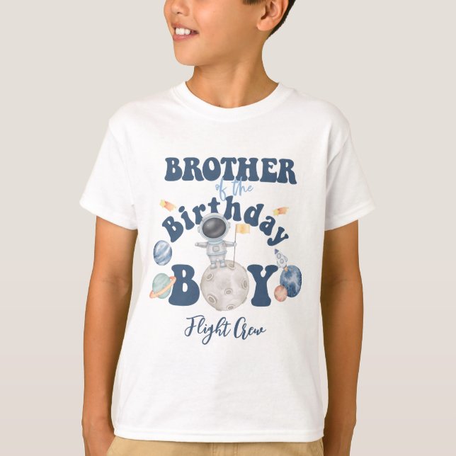Space Birthday Sibling Brother of the Birthday Boy T-Shirt (Front)