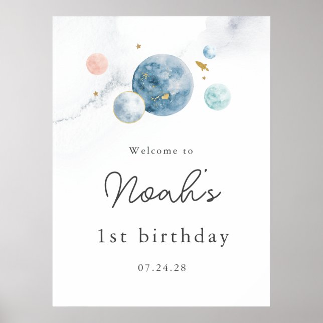 Space Birthday Welcome Sign (Front)