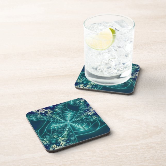 Space | Blue and White Fractal Art Coaster (Right Side)