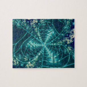 Space Blue and White Fractal Art Jigsaw Puzzle
