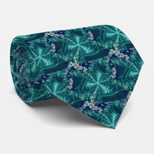 Space   Blue and White Fractal Art Tie