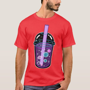 Space Boba Tea Bubble Tea Japanese Anime Kawaii Cu T-Shirt