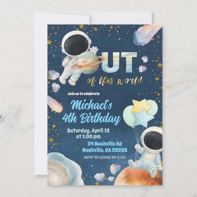 Space Boy Birthday Invitation (Front)