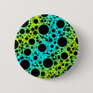 Space Bubble Spots - Cyan/Lime 6 Cm Round Badge