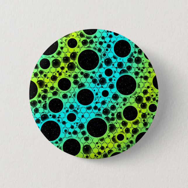 Space Bubble Spots - Cyan/Lime 6 Cm Round Badge (Front)