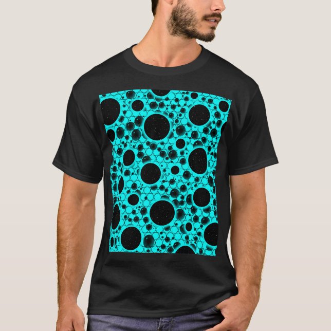 Space Bubble Spots - Cyan T-Shirt (Front)