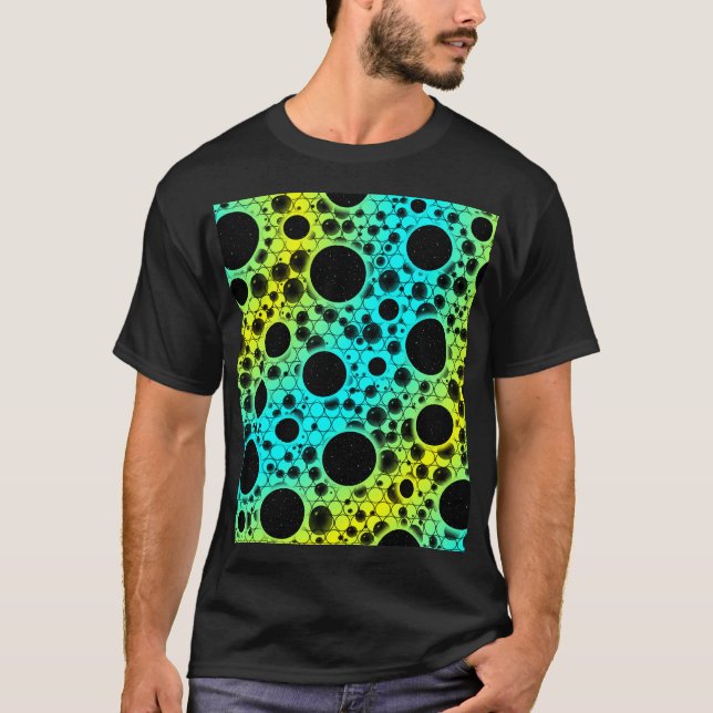 Space Bubble Spots - Cyan/Yellow T-Shirt (Front)