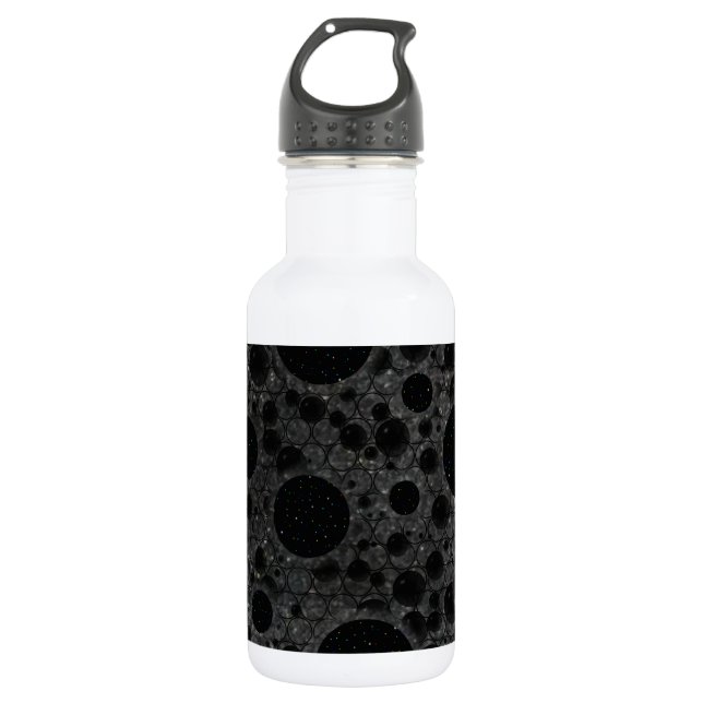 Space Bubble Spots - Glitter Black 532 Ml Water Bottle (Front)
