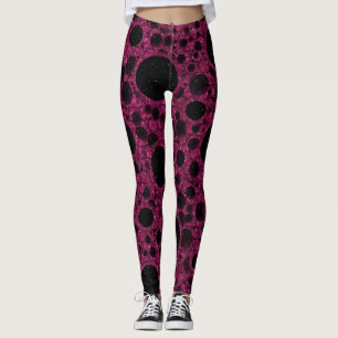 Space Bubble Spots - Glitter Fuschia Leggings