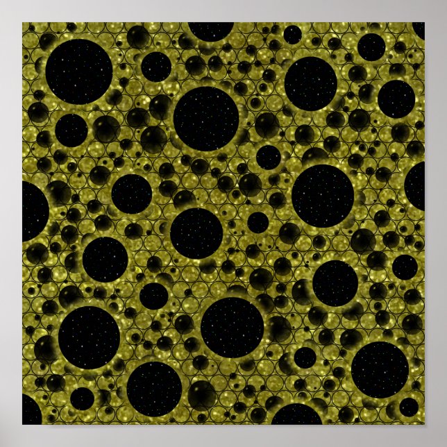 Space Bubble Spots - Glitter Gold Poster (Front)