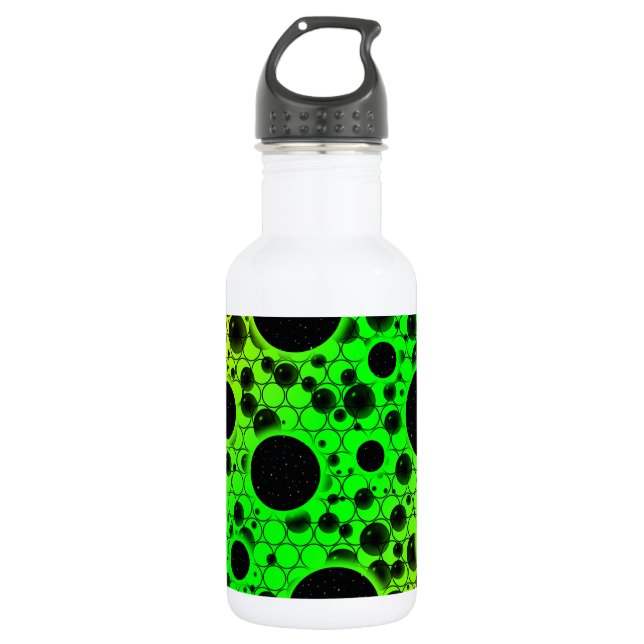 Space Bubble Spots - Green/Lime 532 Ml Water Bottle (Front)