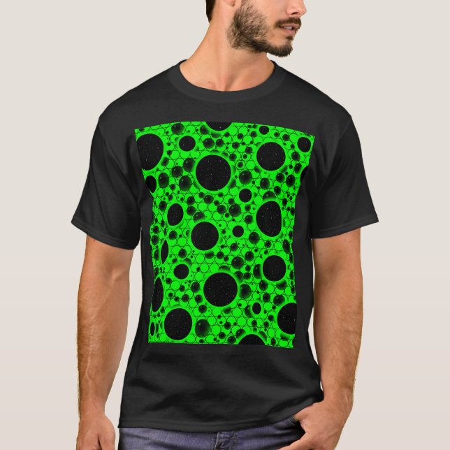 Space Bubble Spots - Green T-Shirt (Front)