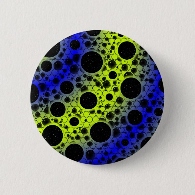Space Bubble Spots - Lime/Blue 6 Cm Round Badge (Front)