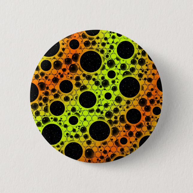 Space Bubble Spots - Lime/Orange 6 Cm Round Badge (Front)