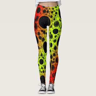 Space Bubble Spots - Lime/Red Leggings