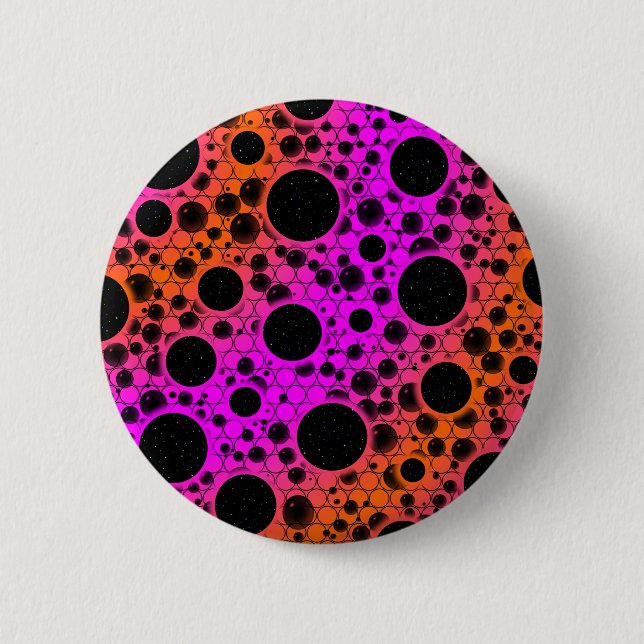 Space Bubble Spots - Pink/Orange 6 Cm Round Badge (Front)
