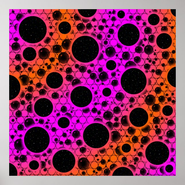Space Bubble Spots - Pink/Orange Poster (Front)