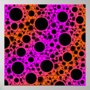 Space Bubble Spots - Pink/Orange Poster