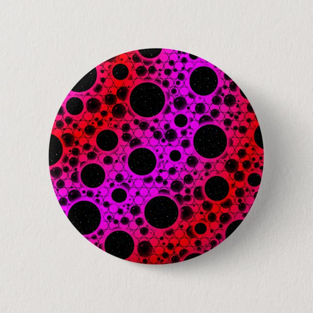 Space Bubble Spots - Pink/Red 6 Cm Round Badge (Front)