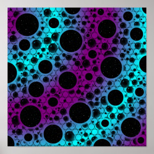 Space Bubble Spots - Purple/Cyan Poster