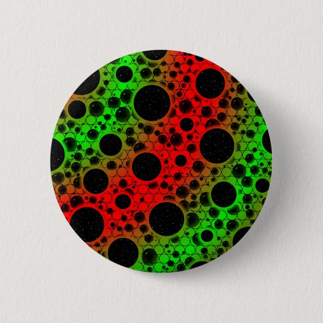 Space Bubble Spots - Red/Green 6 Cm Round Badge (Front)
