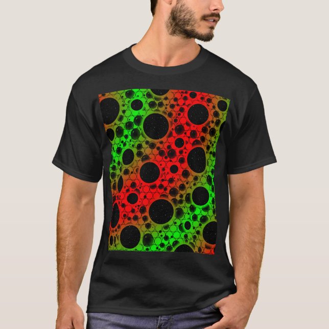 Space Bubble Spots - Red/Green T-Shirt (Front)