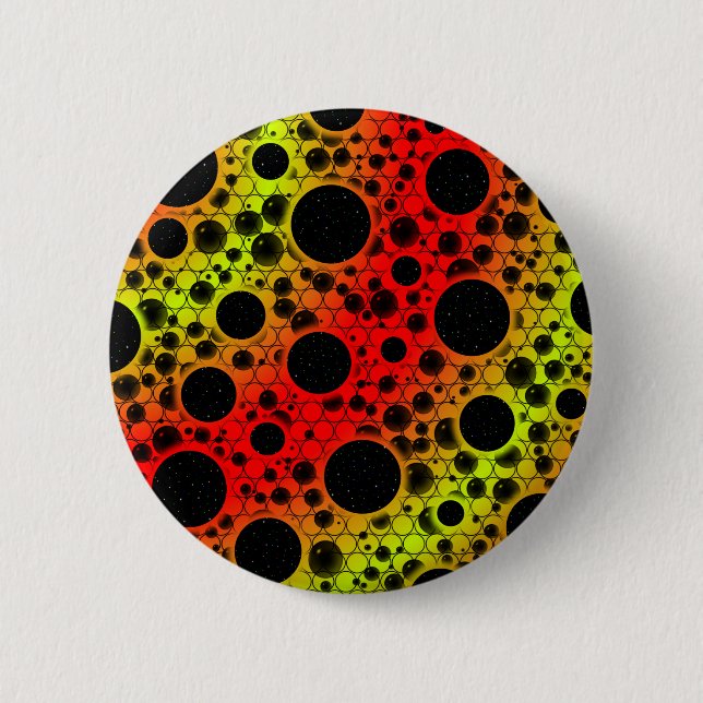 Space Bubble Spots - Red/Lime 6 Cm Round Badge (Front)