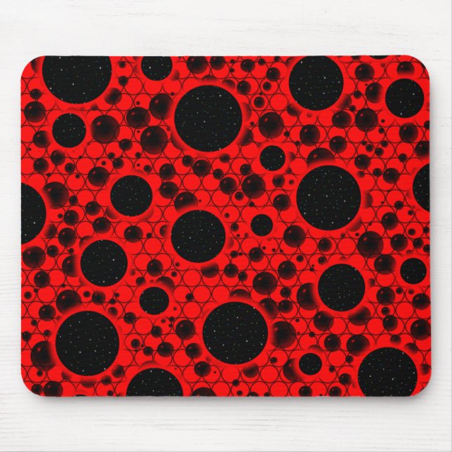 Space Bubble Spots - Red Mouse Pad (Front)