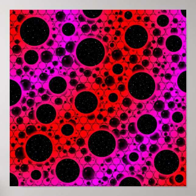 Space Bubble Spots - Red/Pink Poster (Front)