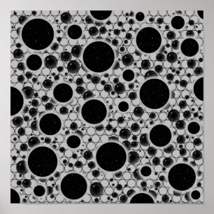 Space Bubble Spots - Silver Poster