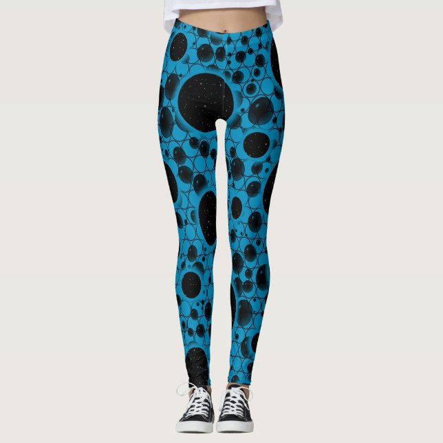 Space Bubble Spots - Sky Blue Leggings (Front)