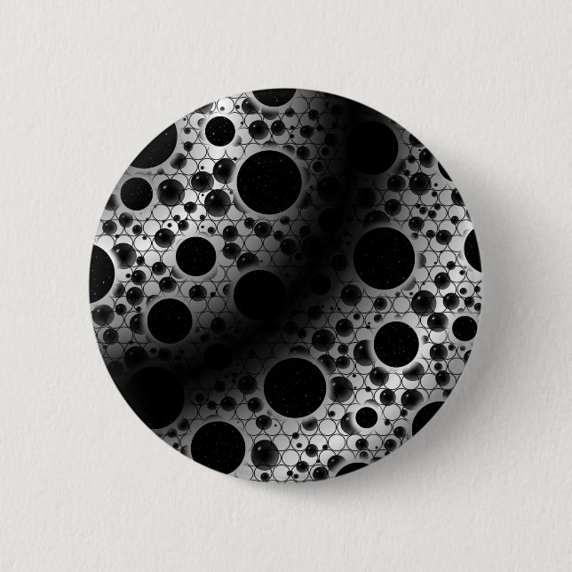 Space Bubble Spots - White/Black 6 Cm Round Badge (Front)
