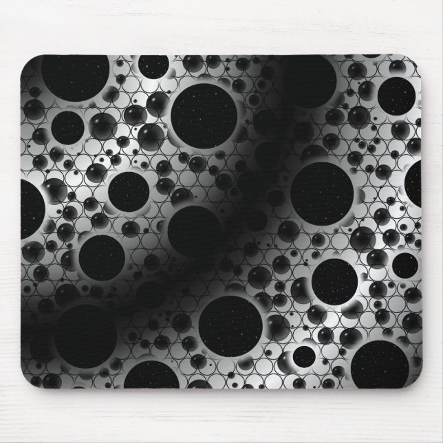 Space Bubble Spots - White/Black Mouse Pad (Front)