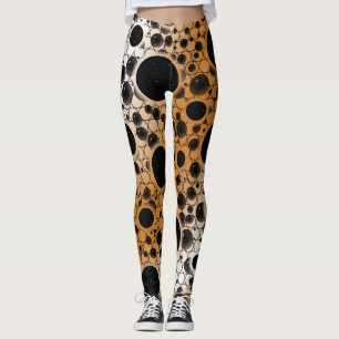 Space Bubble Spots - White/Bronze Leggings