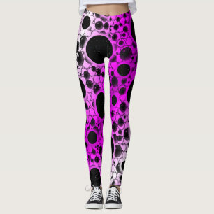 Space Bubble Spots - White/Pink Leggings