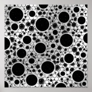 Space Bubble Spots - White/Silver Poster