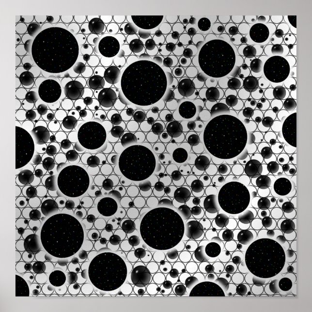 Space Bubble Spots - White/Silver Poster (Front)