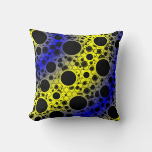 Space Bubble Spots - Yellow/Blue Cushion