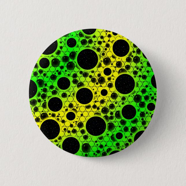 Space Bubble Spots - Yellow/Green 6 Cm Round Badge (Front)