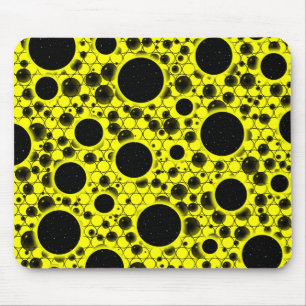 Space Bubble Spots - Yellow Mouse Pad