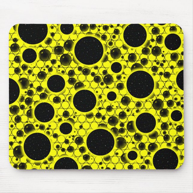 Space Bubble Spots - Yellow Mouse Pad (Front)