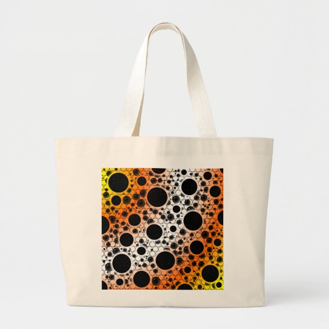 Space Bubble Spots - Yellow/Orange/White Large Tote Bag (Front)
