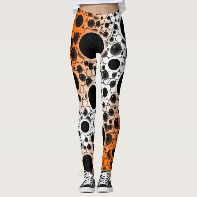 Space Bubble Spots - Yellow/Orange/White Leggings (Front)