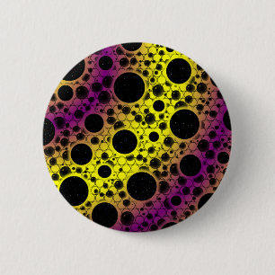 Space Bubble Spots - Yellow/Purple 6 Cm Round Badge