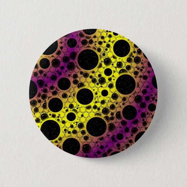 Space Bubble Spots - Yellow/Purple 6 Cm Round Badge (Front)
