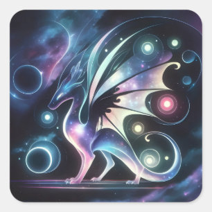 Space Butterfly Dragon  Square Sticker