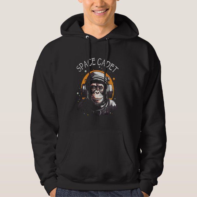 Space Cadet Monkey Ape Chimp Astronaut Graphic Hoodie (Front)