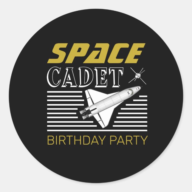 Space Cadet, Spacecraft, Birthday Classic Round Sticker (Front)
