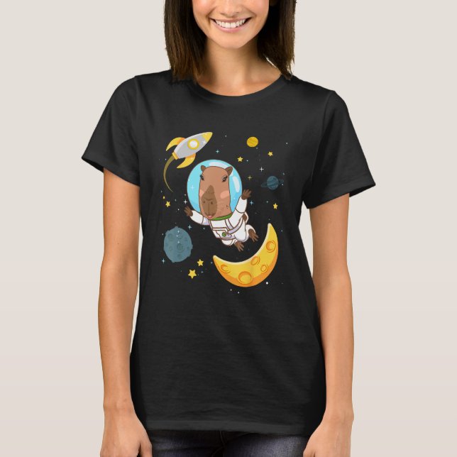 Space Capybara Cosmonaut Capy Astronaut Planets Sc T-Shirt (Front)